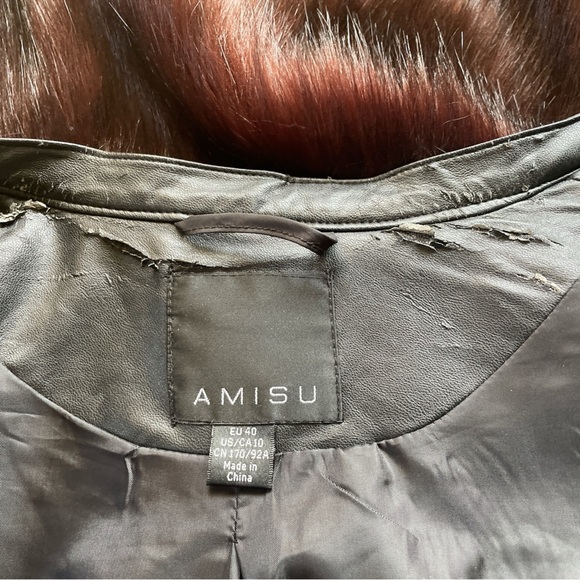 Amisu Faux Fur Zip Front Vest With Vegan Leather Trim, Size 10, Winter Holiday - Picture 10 of 10